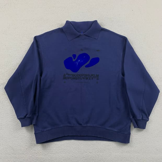 아더에러 x 자라 니트카라 절개패턴 맨투맨 네이비