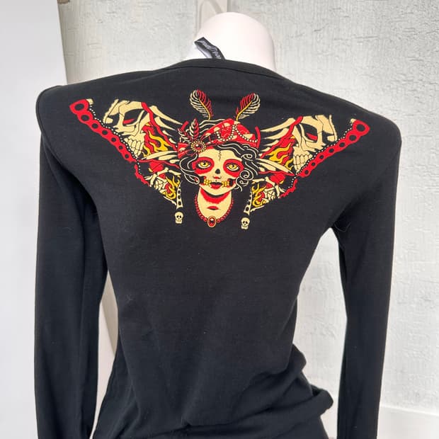 liquor brand skull punk cardigan