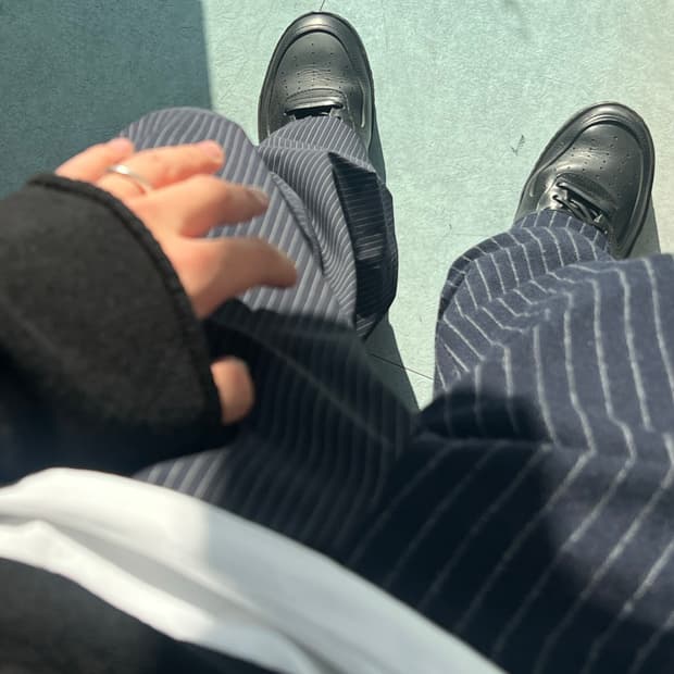 enfold 네이비 스트라이프 트라우저