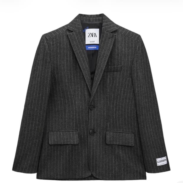 자라 x 아더에러 스트라이프 오버사이즈 블레이저 그레이