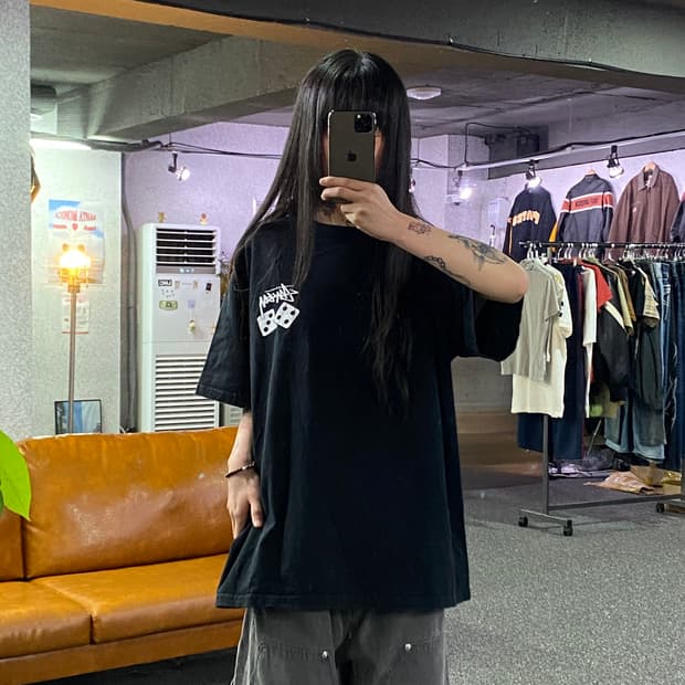 스투시 다이스 피그먼트 다이드 티셔츠 블랙 B5448