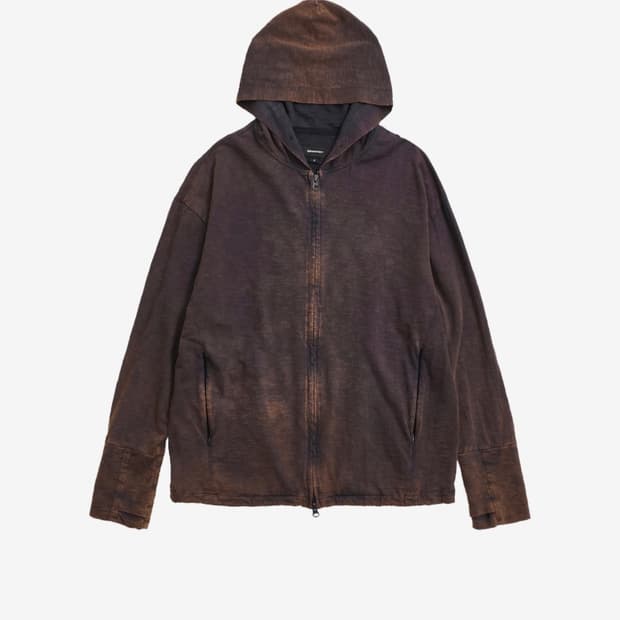 BLEACHED SLUB HOODED ZIP UP (BLEACHED NA