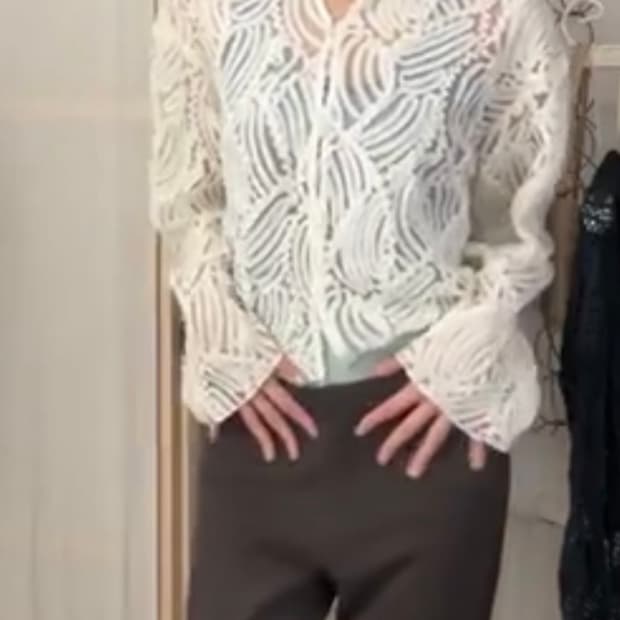 페이즐리 레이스 패턴 시스루 가디건
