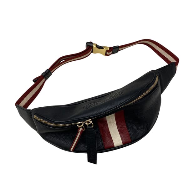 발리 블랙 레더 삼선 슬링백 힙색 벨트백