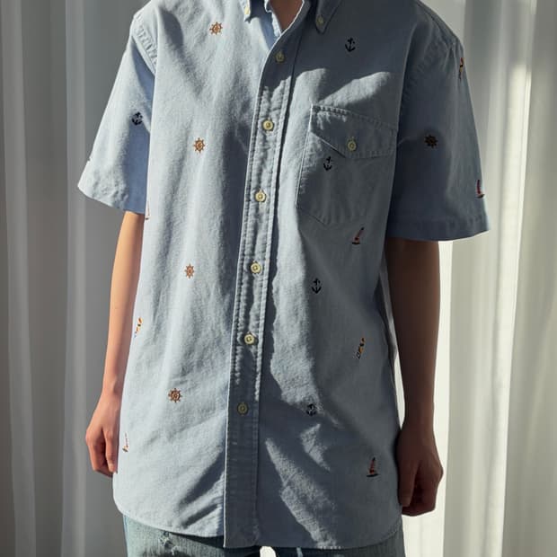 [S]폴로 랄프로렌 자수 옥스포드 반팔 셔츠