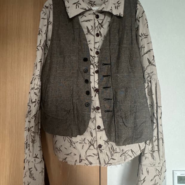 Tiscar espdas 핸드프린팅 린넨 셔츠 아티잔