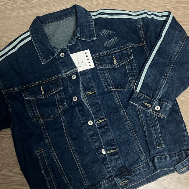 [새상품] 삼선 빈티지 데님 청자켓