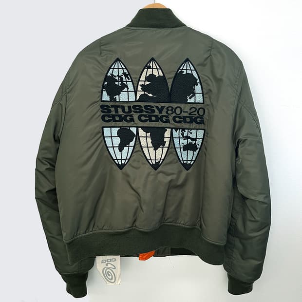 스투시 꼼데가르송 40주년 MA-1 플라이트 자켓 블루종 점퍼 남성 L