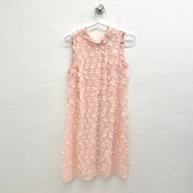 Blush floral appliqué mini dress