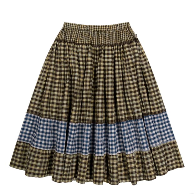 코이세이오 모리 체크 스커트 브라운 
