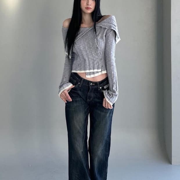 뉴얼린 빈티지 데미지 오프숄더