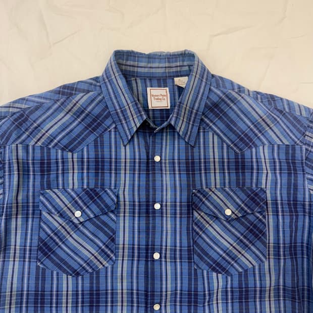 Western Plains Trading Co 블루 체크 웨스턴 셔츠