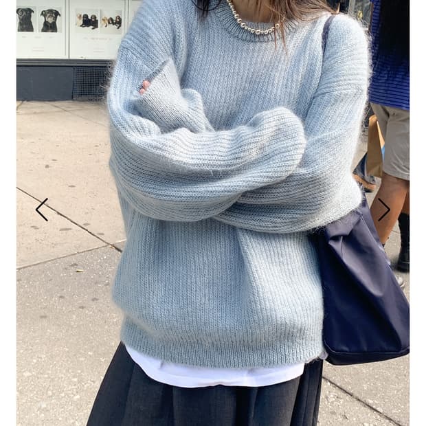 헤이그 haag double mohair sweater 베이비블루