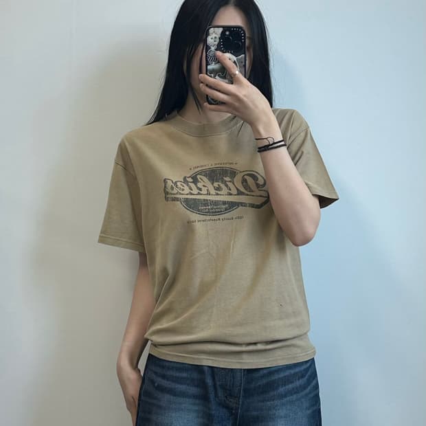 디키즈 빈티지 카키 반팔 티셔츠