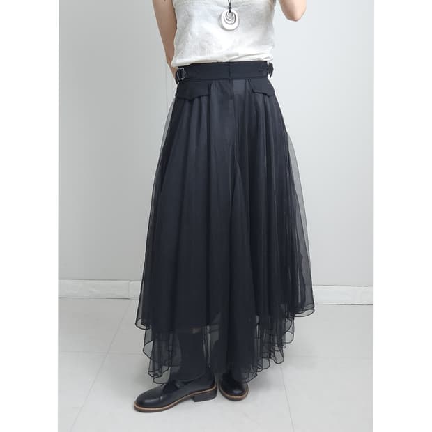 버클 샤 롱 스커트