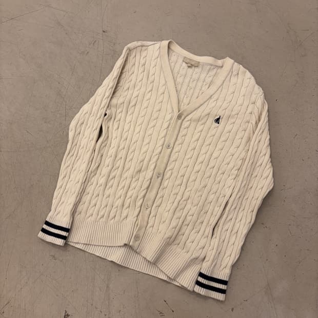빈폴 아이보리 케이블 니트 가디건