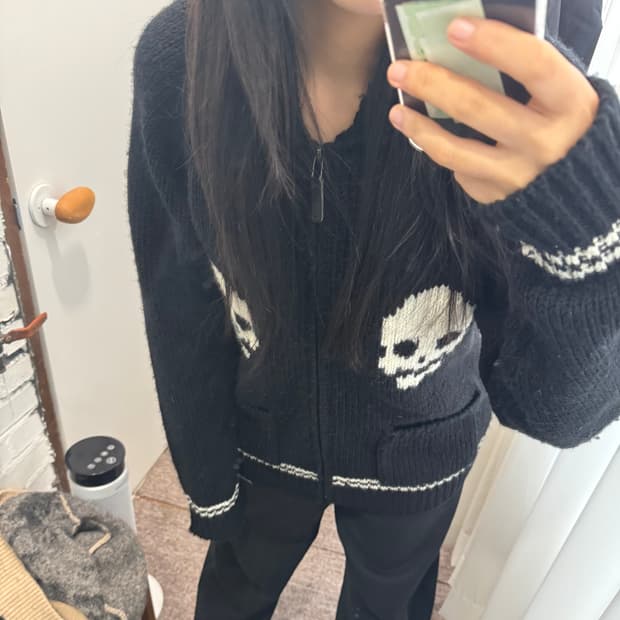 스켈레톤 니트 집업 빈티지