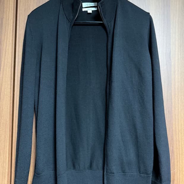 퍼널넥 메리노 울 집업 가디건