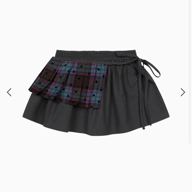 CHECK TWOWAY MINI SKIRT, PURPLE CHARCOAL