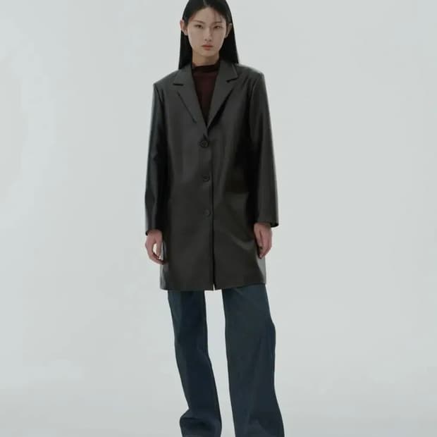 아모멘토 VEGAN LEATHER LONG JACKET