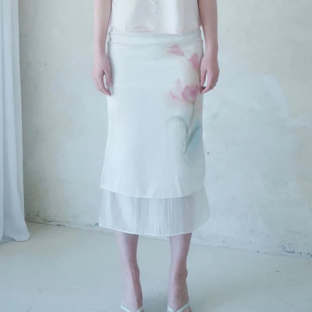 Lotus Satin Long Skirt