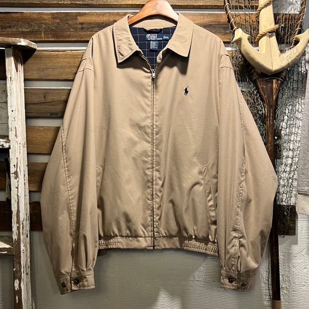 [2XL]폴로 랄프로렌 체크 라이닝 베이지 드리즐러 자켓