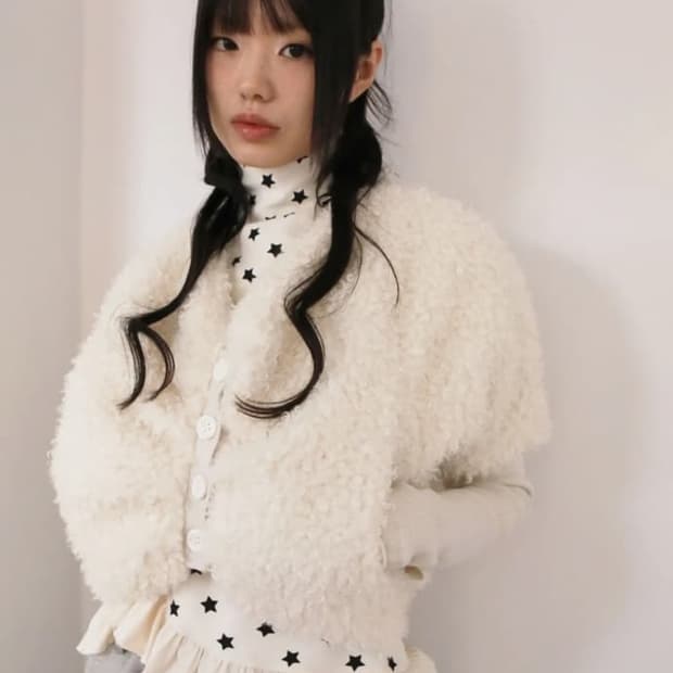 노피셜노피스 컬리 퍼 숄 자켓 (아이보리) CURLY FUR SHAWL 