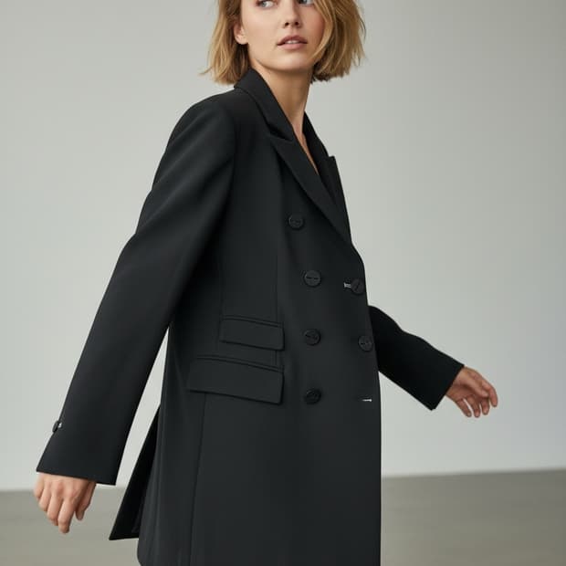 한섬 타임 여성 더블브레스트 블랙 울 자켓(루즈 55~66가능)