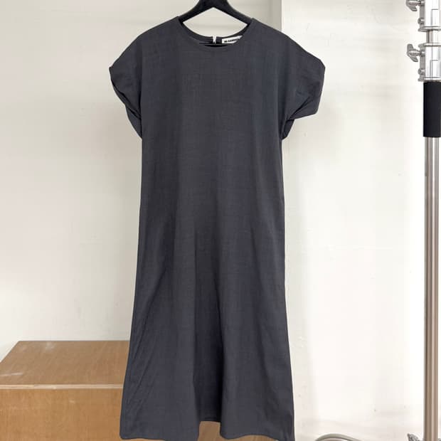 질 샌더 그레이 자카드 원피스