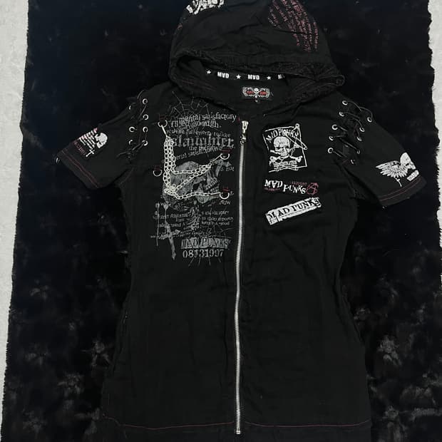 Madpunk 매드펑크 반팔 원피스 후드집업