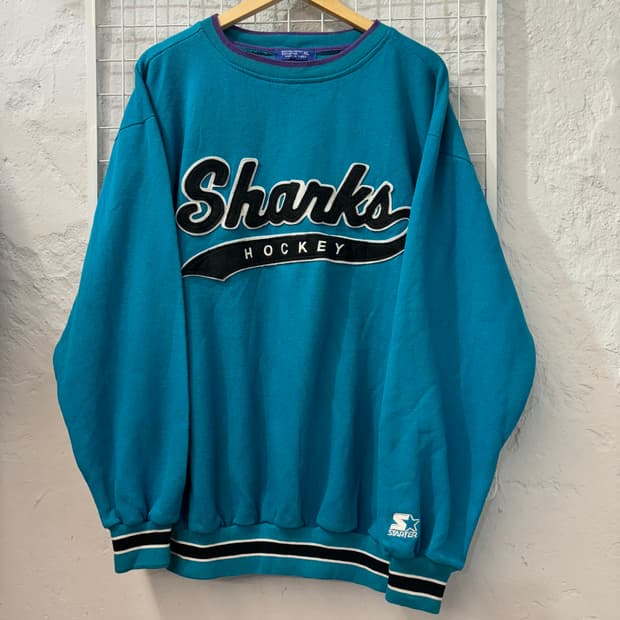 스타터 X NHL 90s 올드스쿨 산호세 샤크스 니트 XL