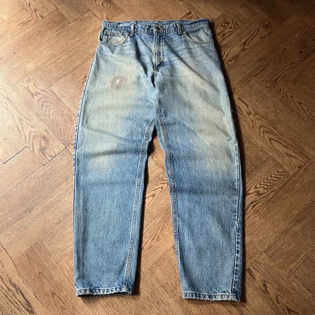 [36]90's 칼하트 Made in USA 빈티지 워싱 워크 데님 팬츠