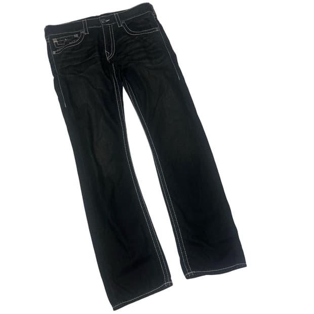 트루릴리전 화이트 스티치 스트레이트 흑청데님진 33