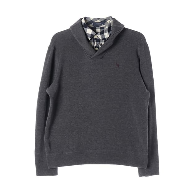 HAZZYS 차콜 셔츠 레이어드 니트 스웨터 L