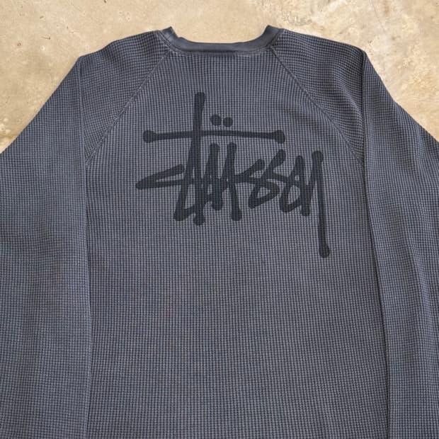 XL 스투시 차콜 와플 롱슬리브