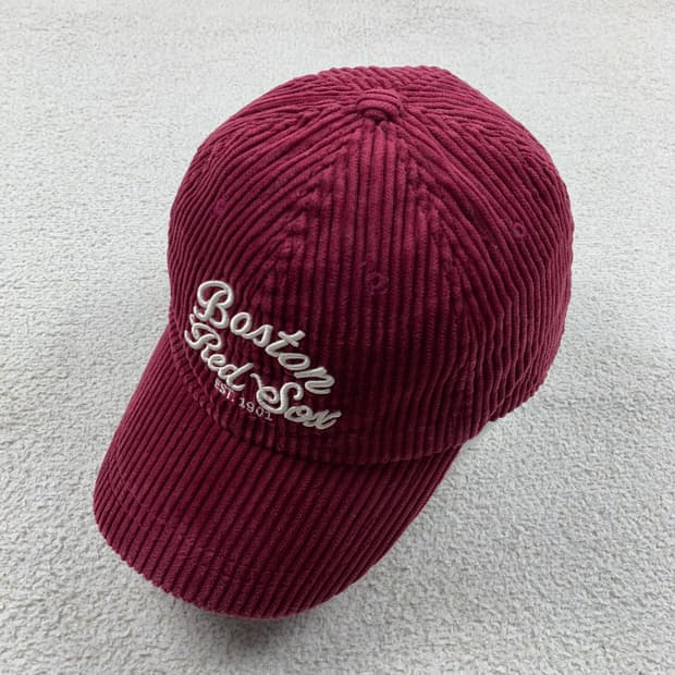 MLB 보스턴 레드삭스 자수로고 버건디 코듀로이 볼캡