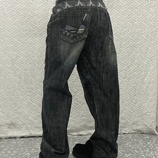 푸부 FUBU 올드스쿨 에스닉 패턴 데님팬츠 36인치 C06757