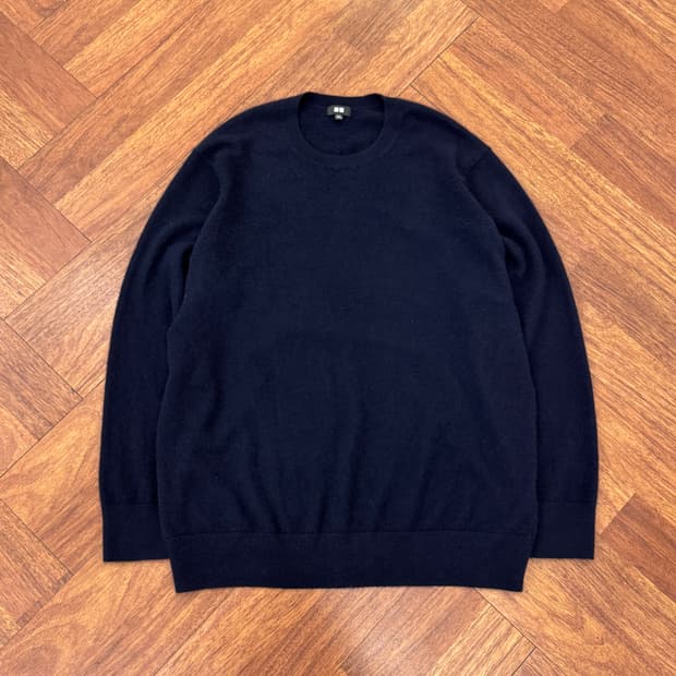 3XL(110) 유니클로 네이비 캐시미어 라운드 니트 
