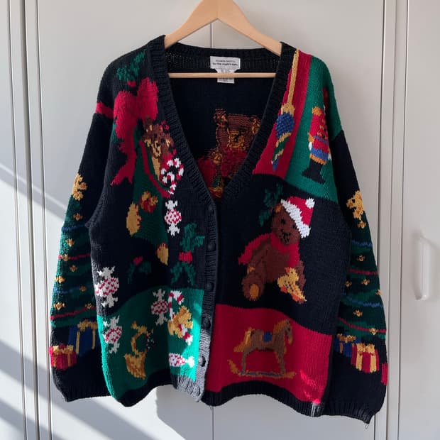For the eagles eye 크리스마스 곰인형 니트 가디건 