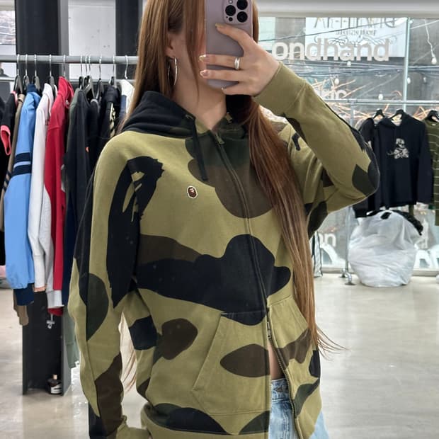 베이프 1st 자이언트카모 투웨이 후드집업 녹계