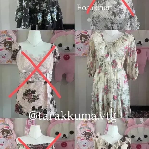 다 2만원) 빈티지 오리엔탈 레스트로즈 엑시즈팜 로사체리 페어리 롱슬리브