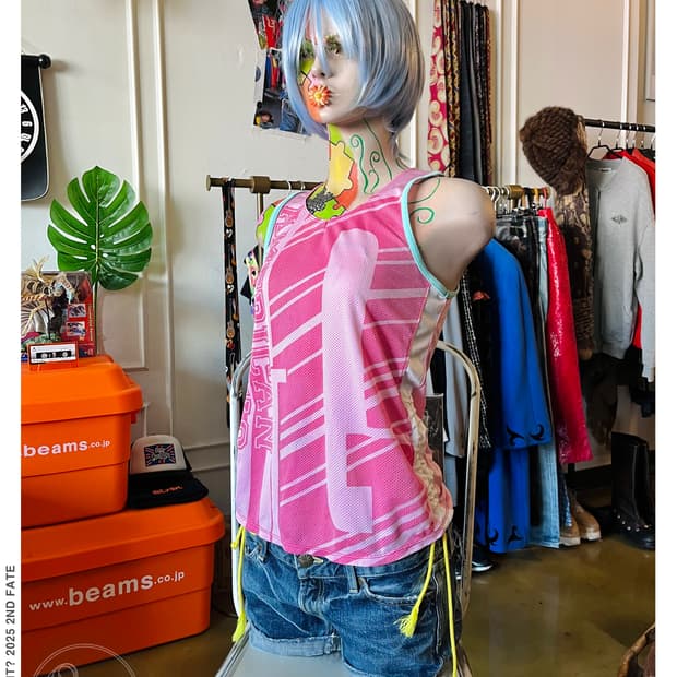 Japanese Vintage Pink Sporty Sleeveless