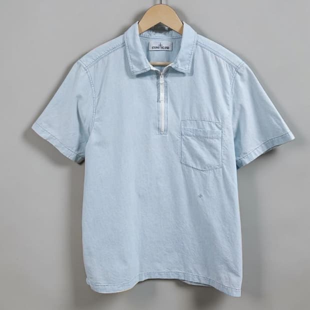 105 STONE ISLAND 스톤아일랜드 가먼트다잉 반팔 셔츠