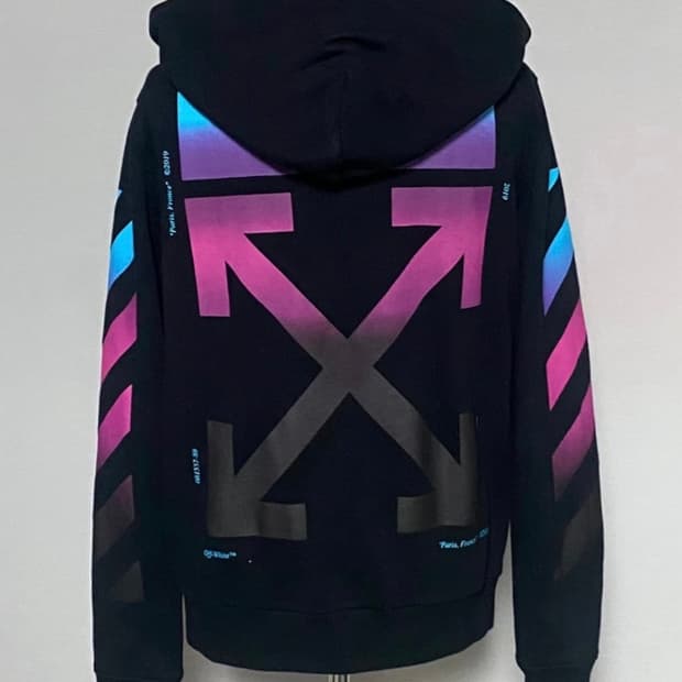 오프화이트 로고 프린트 코튼 후드집업