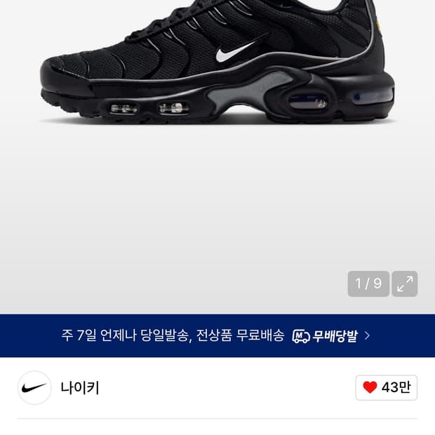 나이키 에어맥스 플러스 - 블랙 메탈릭 실버