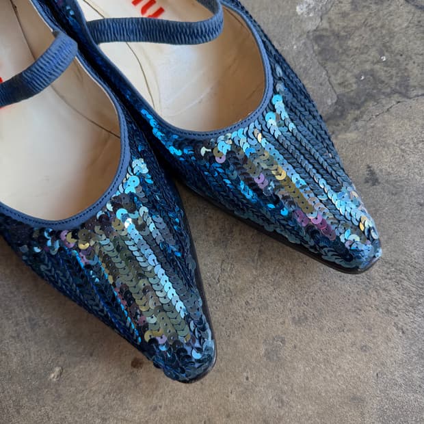 90s miu miu Sequin Stiletto Mary Janes
