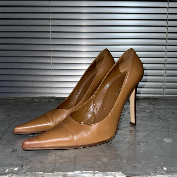 00s 세르지오 로시 가죽 스틸레토 포인트 펌프스