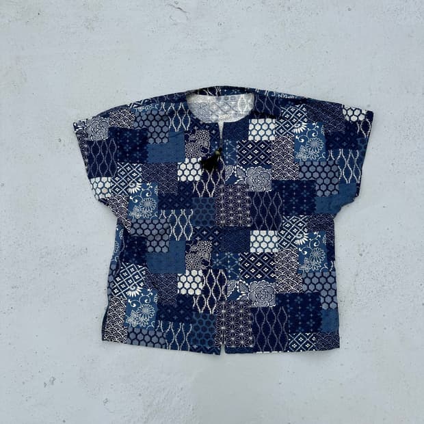 JP 보로 사시코 반팔 집업 셔츠 (m)