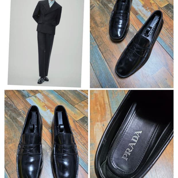 (정품) 프라다 블랙 페니 로퍼  / 유광 / 8 (265~270)