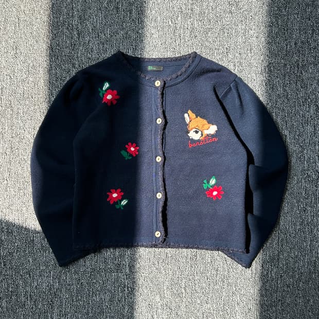 베네통 키즈 네이비 가디건